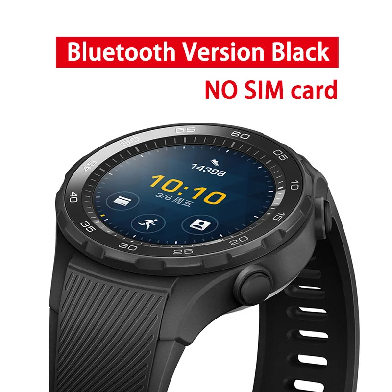 Bluetooth Black Оригинальные часы huawei 2 с глобальной ПЗУ поддержка LTE 4G Телефонный звонок для gps Android iOS IP68 Водонепроницаемый NFC gps трекер сердечного ритма - Цвет: Bluetooth Black