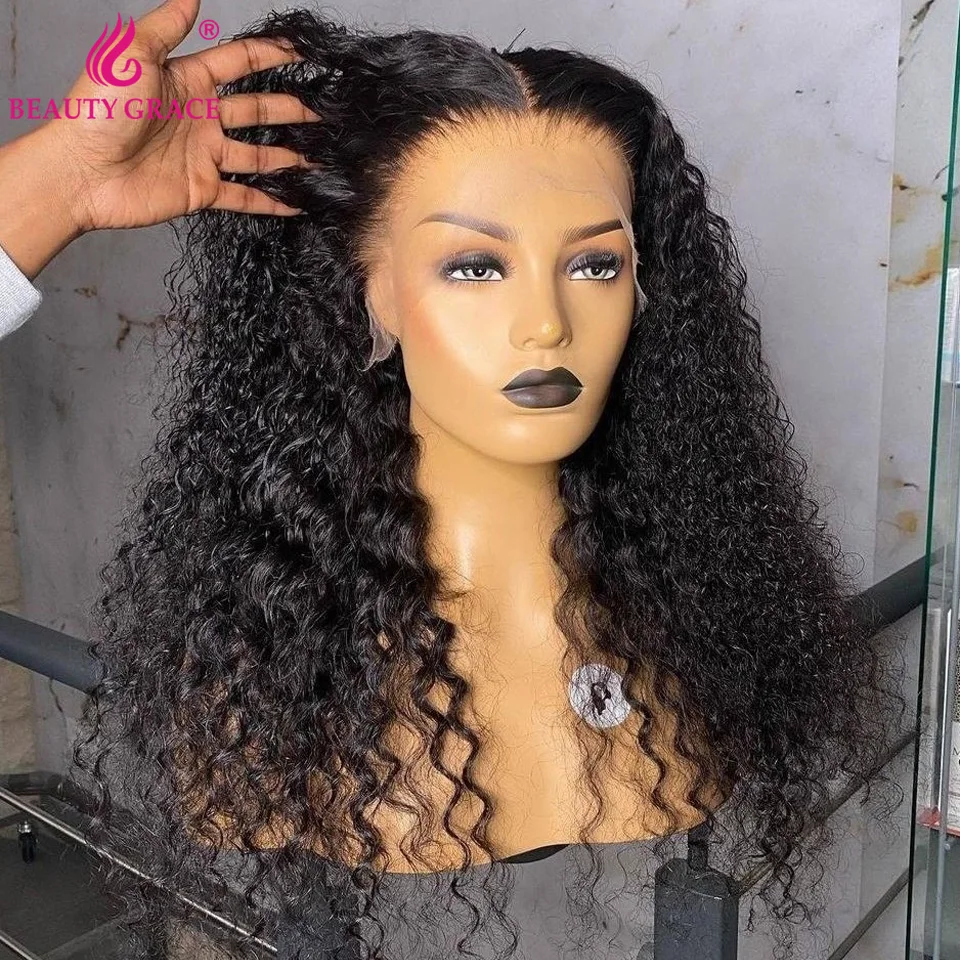 

Kinky Curly Human Hair Wigs For Women Brazilian Curly Lace Front Wig T Part 13X4X1 Lace Frontal Wig 30 Inch Afro Kinky Curly Wig
