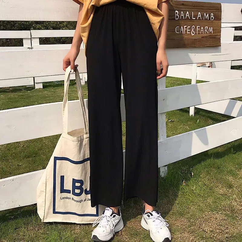 

Pants Female 2021 Summer New Korean Loose Drop Feeling Wide Leg Pants Show Thin High Waist Casual Pants Straight Pants Students