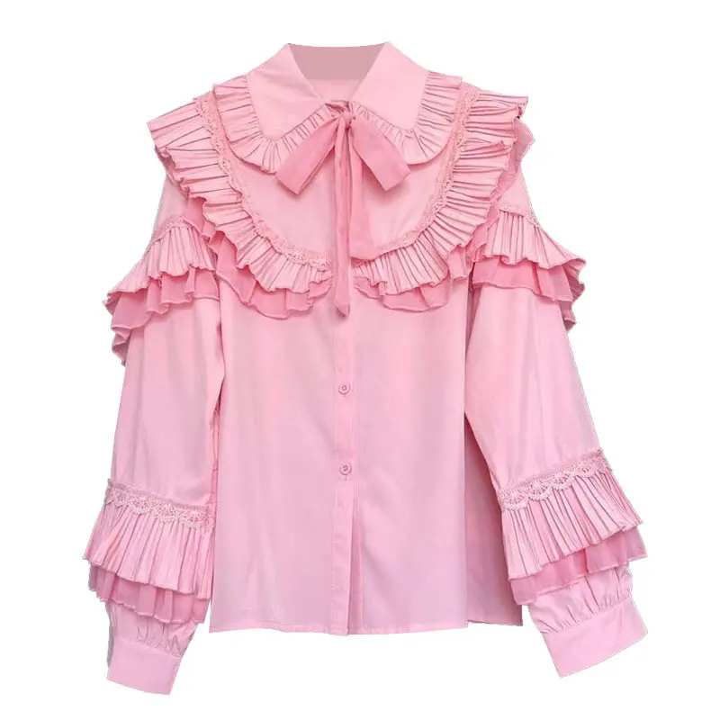 

XITAO Multi-layer Ruffled Heavy Industry Blouse Fashion New Women Full Sleeve Goddess Fan 2021 Summer Elegant Shirt LDD1415