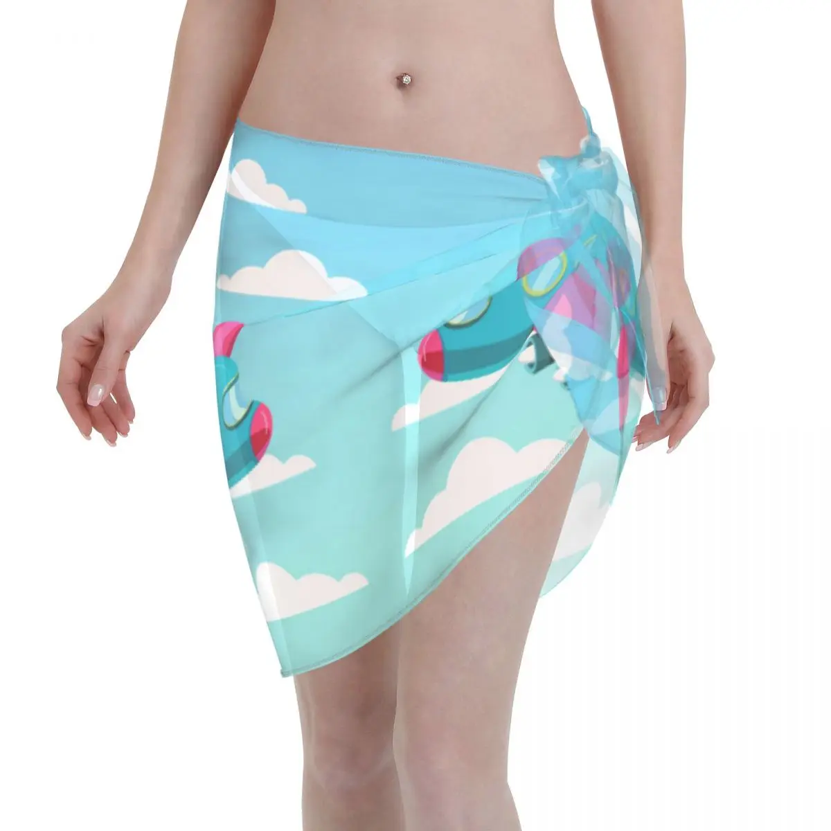 

2021 Women Swimwear Pareo Scarf Bikini Cover-Ups Wrap Kaftan Sarong Beach Sexy Skirts Comic Jet Flying Sky Swimsuit Cover-Ups