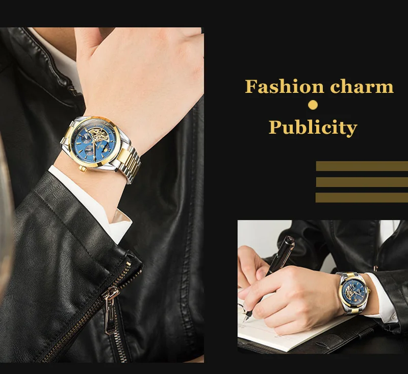 TEVISE мужские часы Tourbillon Moon Phase Роскошные бизнес нержавеющая сталь Лидирующий бренд механические наручные часы автоматические часы relojes