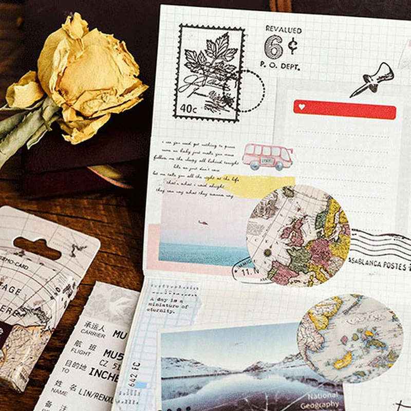 

Beautiful Vintage Poster Map DIY Diary Stickers Paper Lables Gifts Packaging Decor 46pcs/set