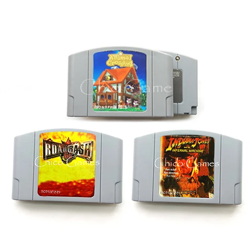 Animal Crossing Road Rash Indiana Jones Infernal Machine Parts Save for 64 bit USA/NTSC Version Video Game Cartridge Console