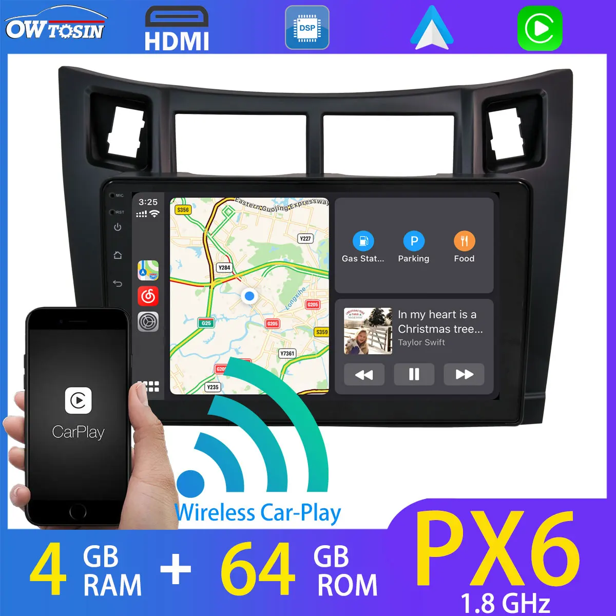 9 &quotAndroid 0 PX6 4G + 64G Автомобильный Радио GPS Мультимедиа стерео плеер для Toyota Yaris 2005 2011