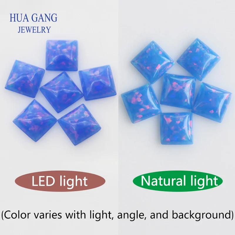 Опаловый драгоценный камень созданный лабораторией квадратная форма плоская