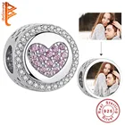 Любовь навсегда сердце, розовые хрустальные бусины, фото на заказ, круглые подвески, подходят к оригинальному браслету, ожерелье, Женские Ювелирные изделия для помолвки, подарок