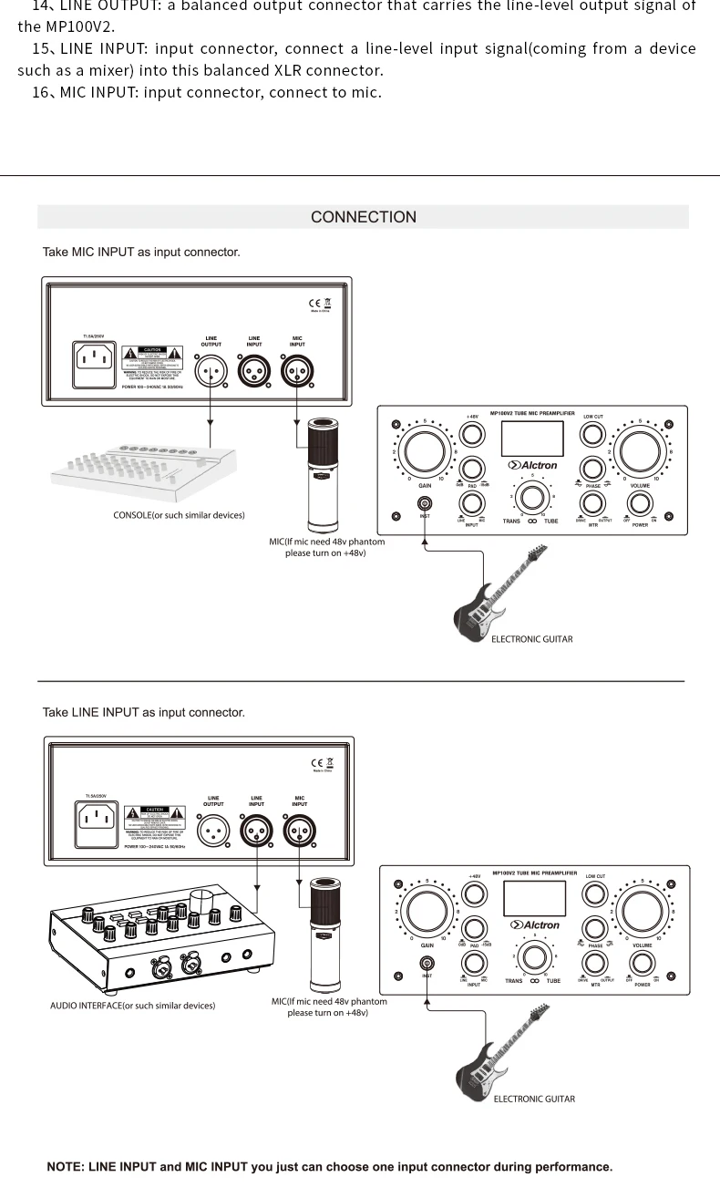 Alctron MP100V2 pro recording studio tube& fet mic усилитель с многофункциональными ручками, тщательно усиливает каждый сигнал предусилителя