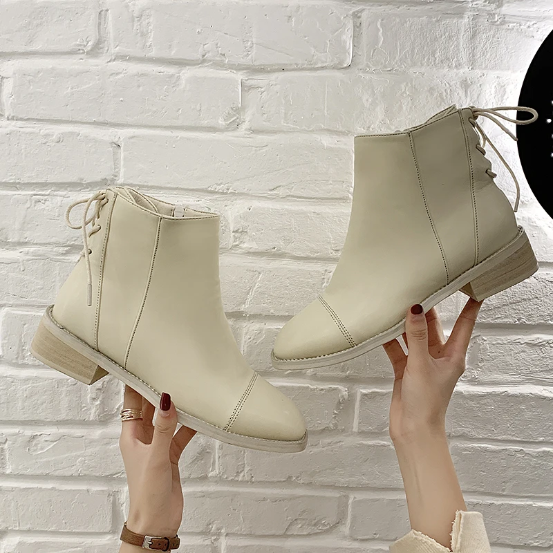 Женские ботильоны из искусственной кожи Цвет черный бежевый женская обувь сезон
