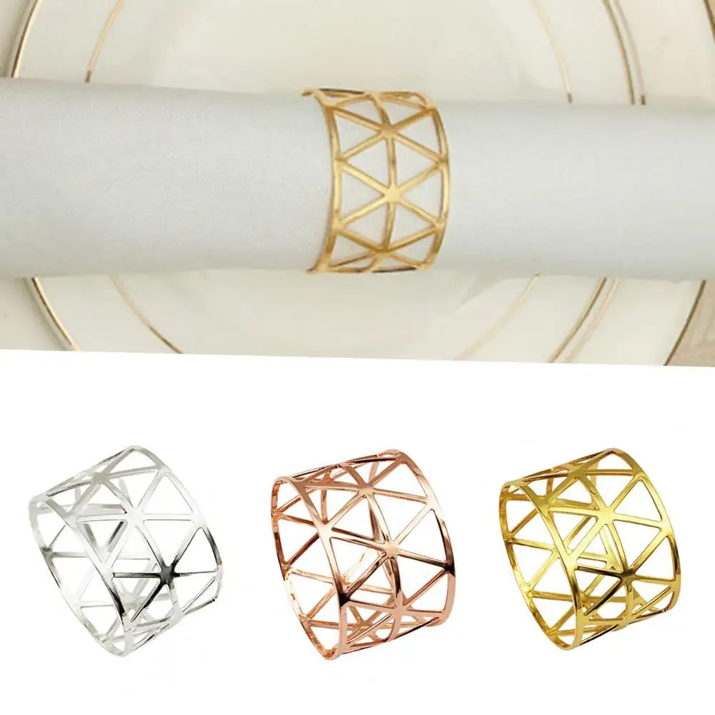 

6Pcs Napkin Ring Stylish Easy to Clean Metal Sparkling Hollow Structure Napkin Buckle for Home