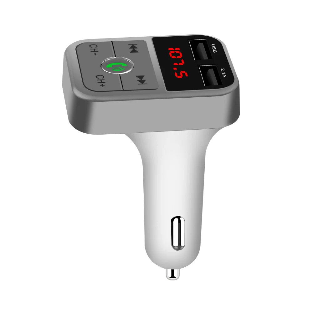 Silver Двойной USB 3.1A зарядное устройство для телефона автомобильный fm-передатчик Bluetooth 4,2 стерео Mp3 плеер u-диск TF карта воспроизведения цифровой вольтметр - Название цвета: Silver