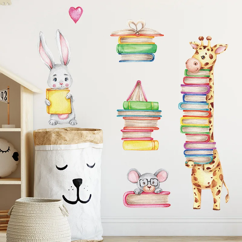 

cartoon cute nursery decor kids room decor wall stickers bedroom library adesivi murali naklejki na sciane autocollant mural