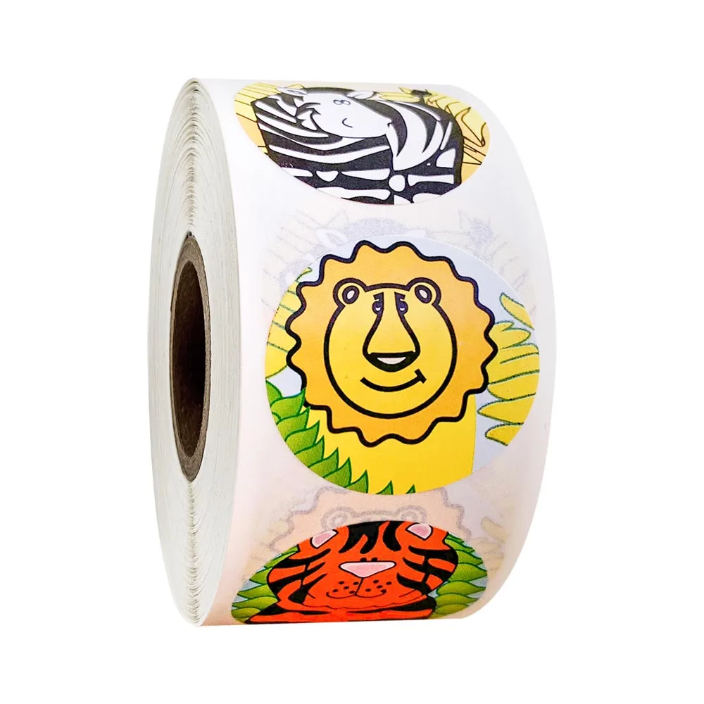 500 шт./рулон круглые милые наклейки с животными наградные s для школьного учителя