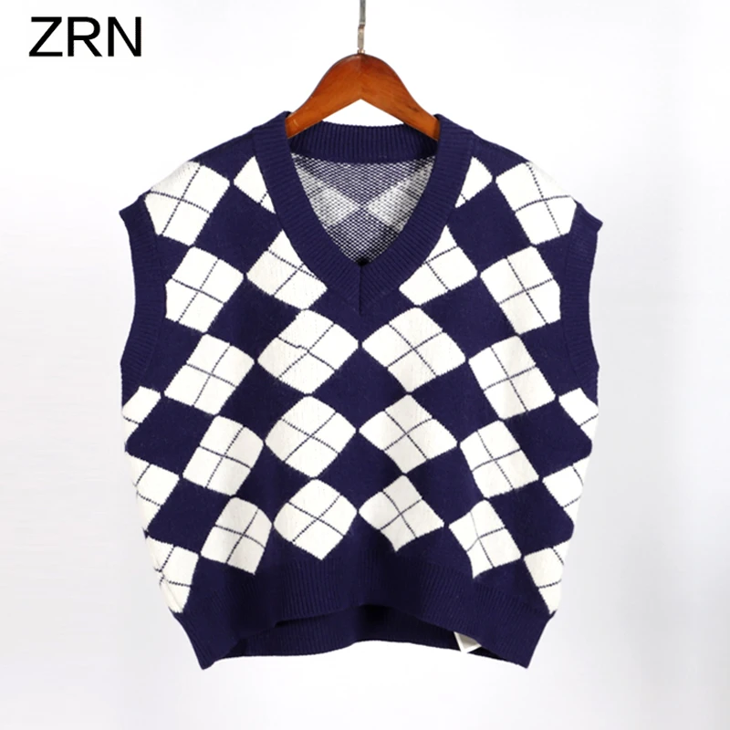 Женский жаккардовый свитер ZRN Осенний винтажный элегантный Трикотажный жилет с