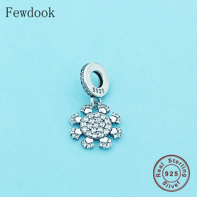 Оригинальные бусины из стерлингового серебра 925 пробы с разноцветными цветами