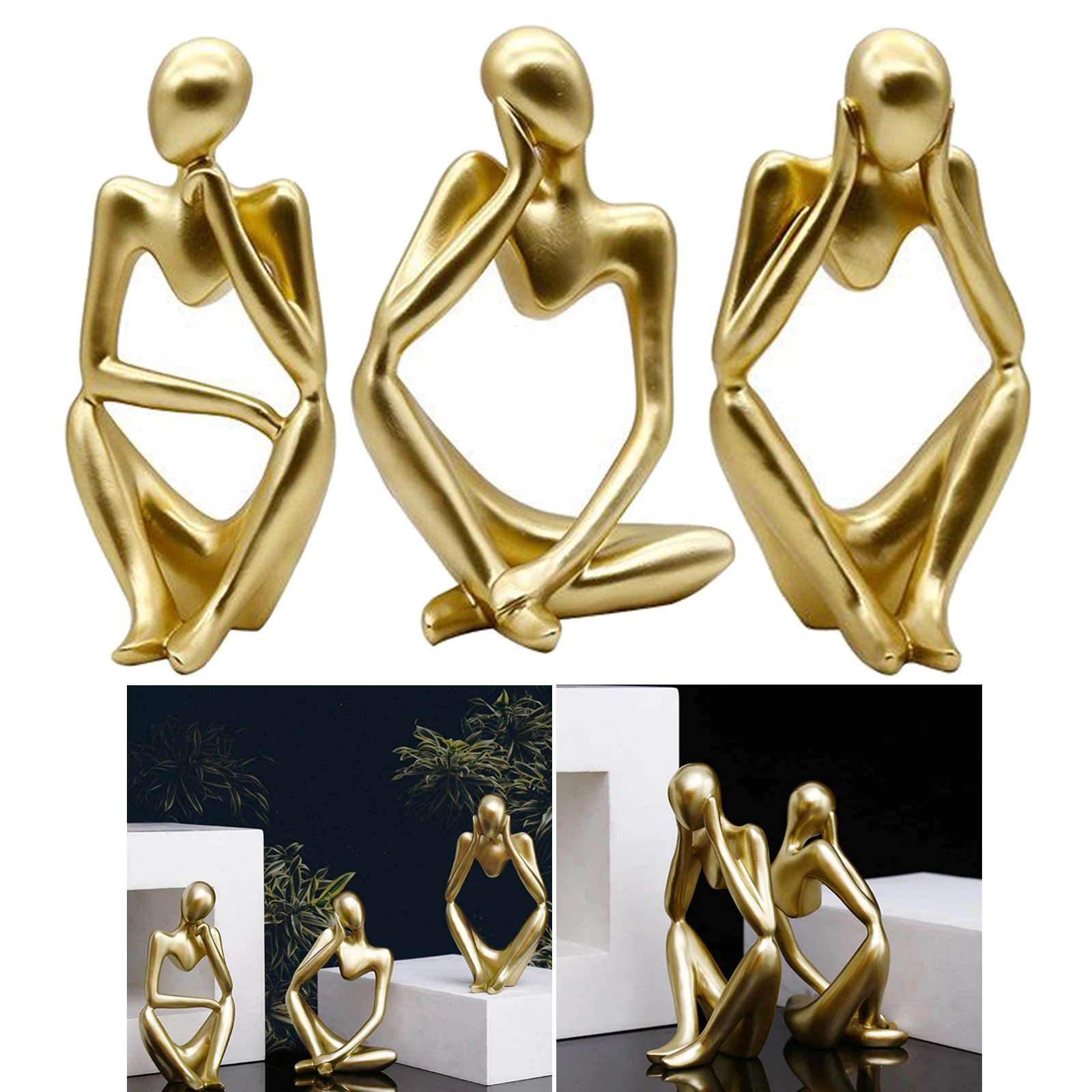 

Resin Sculpture Thinker Style Abstract Statue Collectible Figurines Table