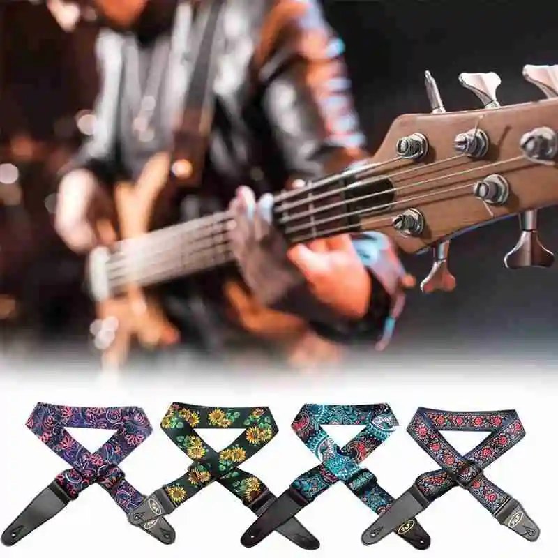 

Guitar Printed Strap PP Polyester Guitar Belt National Sunflower Musical Strap Instrument Guitarra Accessories Flower M5D9