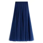 Красивая двухслойная длинная юбка из тюля WF0043, черные, розовые, синие, белые женские юбки с высокой талией, Женская облегающая трапециевидная длинная юбка