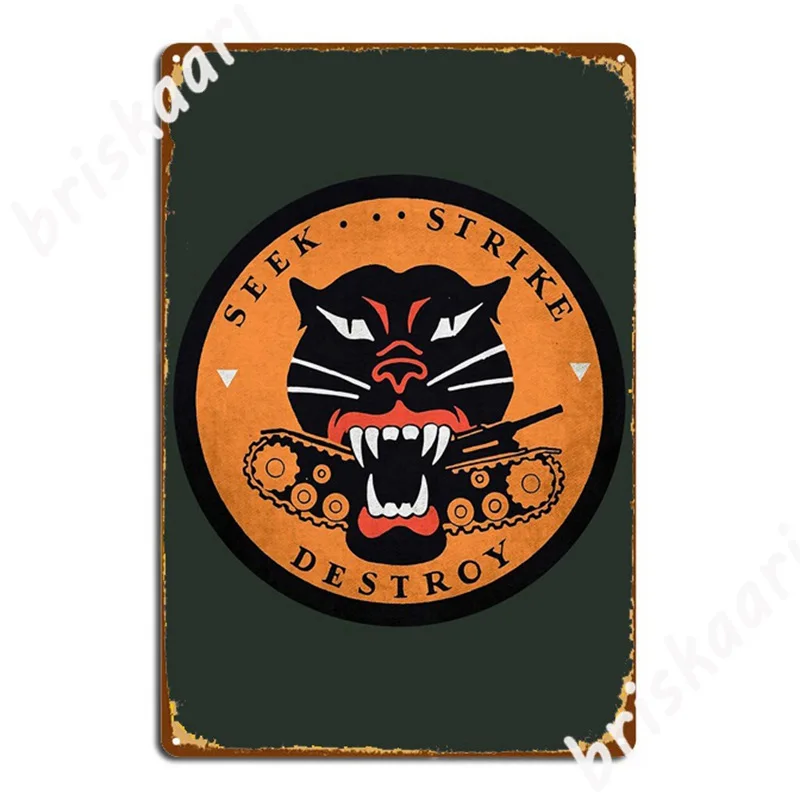 

Seek Strike Destroy Tank Destroyer Emblem Metal Signs Wall Cave Wall Retro Mural Painting Metal Posters
