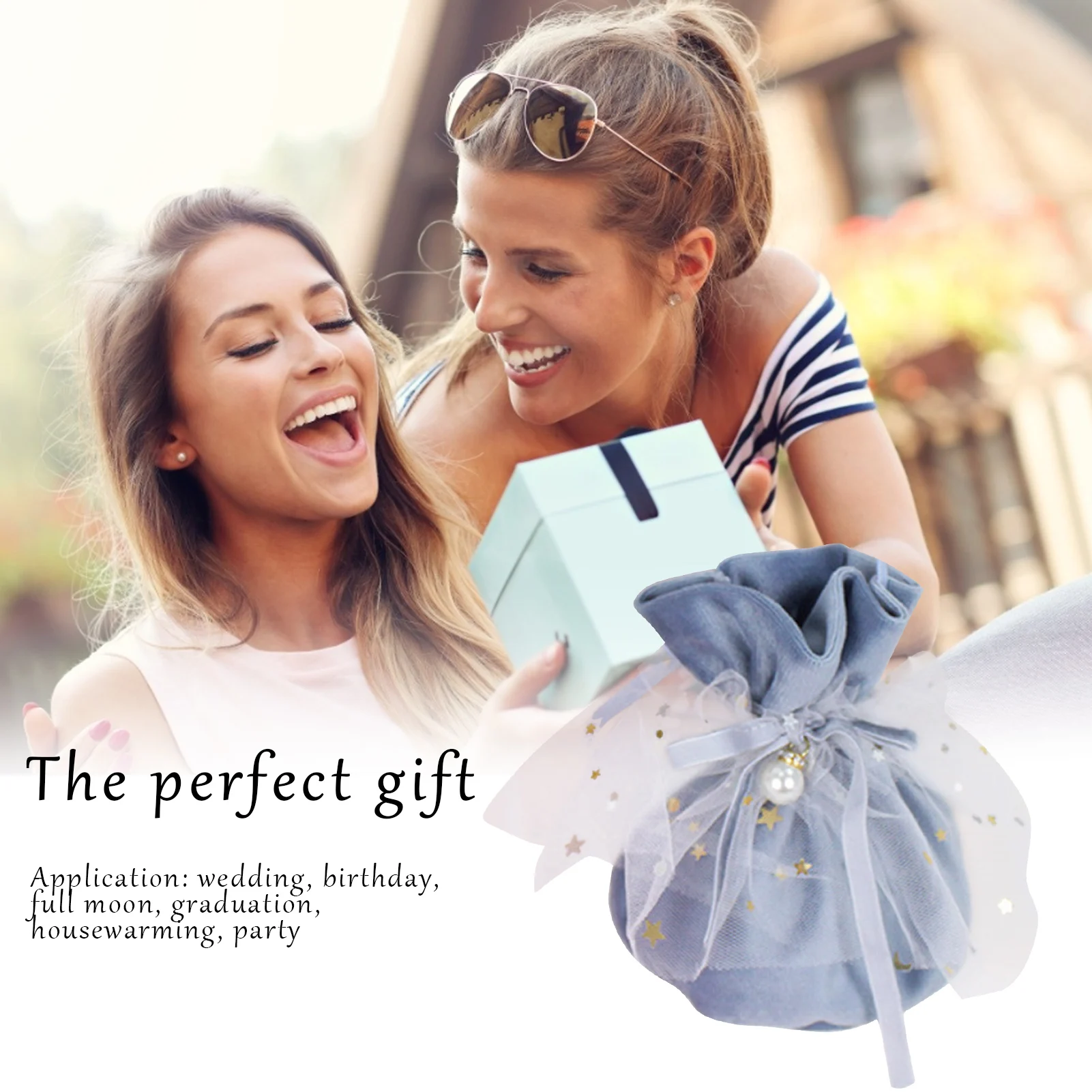 

1/5pcs Wedding Candy Bag Chocolate Storage Pocket Velvet Mesh Gift Packing Bag With String Pearl Pendant Party Decoration