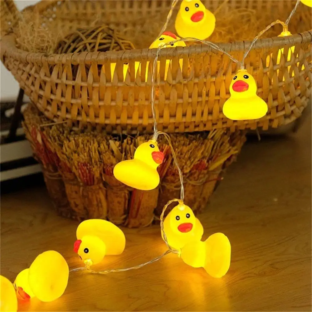 

Battery Operated 10/20Leds Yellow Duck LED String Lights Indoor Outdoor Cute Animal Christmas Wedding Party Decoration Lights