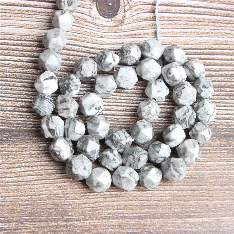 

Lanli 8mm naturally carves small flat Map stone loose beads for jewelry DIY stone bracelets and necklaces