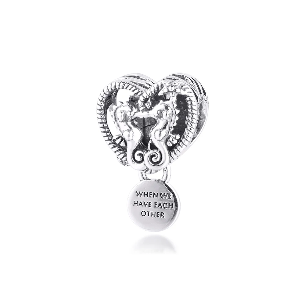 Openwork Seahorses Heart Charms 925 Sterling Silver Beads Fits Original Pandora Bracelet Women DIY Jewelry Making Kralen | Украшения и