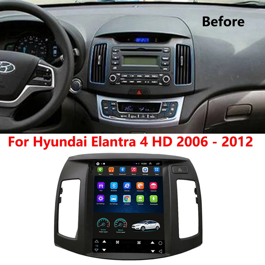 Автомобильный радиоприемник 10 4 дюйма Android 11 для Hyundai Elantra 2007 2008 2010 2011