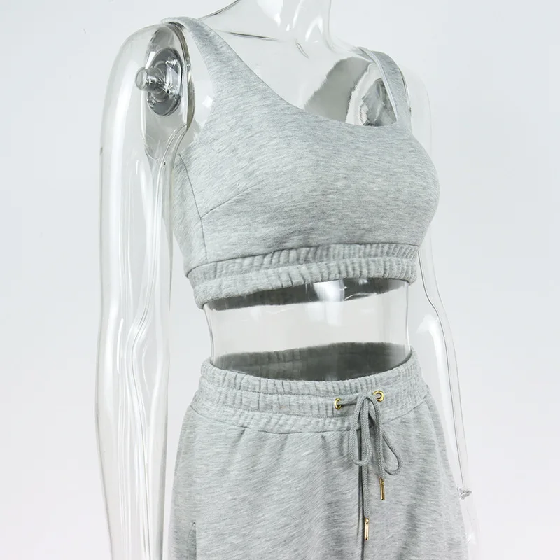 

Two Piece Set Sport Bra Crop Top and Pants High Quality Thick Tracksuit Sweat Suits Women Matching Sets