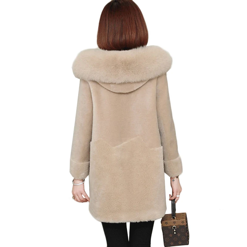 Новинка женское длинное шерстяное дубленое пальто осенне-зимняя утепленная