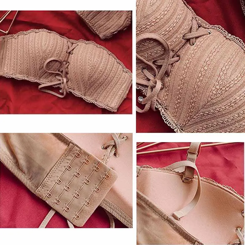 

Sexy Strapless Underwear Women's No Steel Ring Small Bra Beauty Back Comfort Breathable Push Up Bras Adjustable Bralette