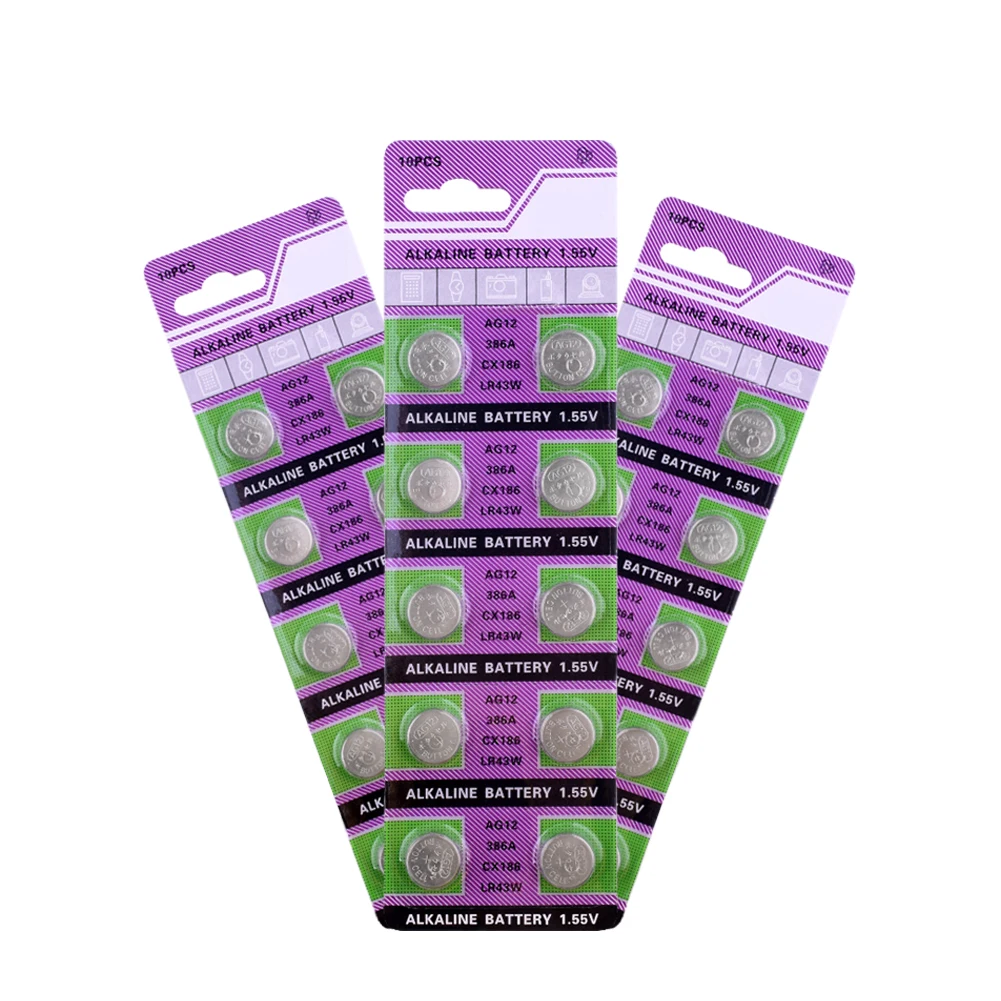 

30Pcs 1.55V Button Coin Cell Battery AG12 AG-12 LR43 V12GA GP386 SR1142 386A 1.55V 30Pcs AG12 LR43 386A RW44 Button Cell Coin