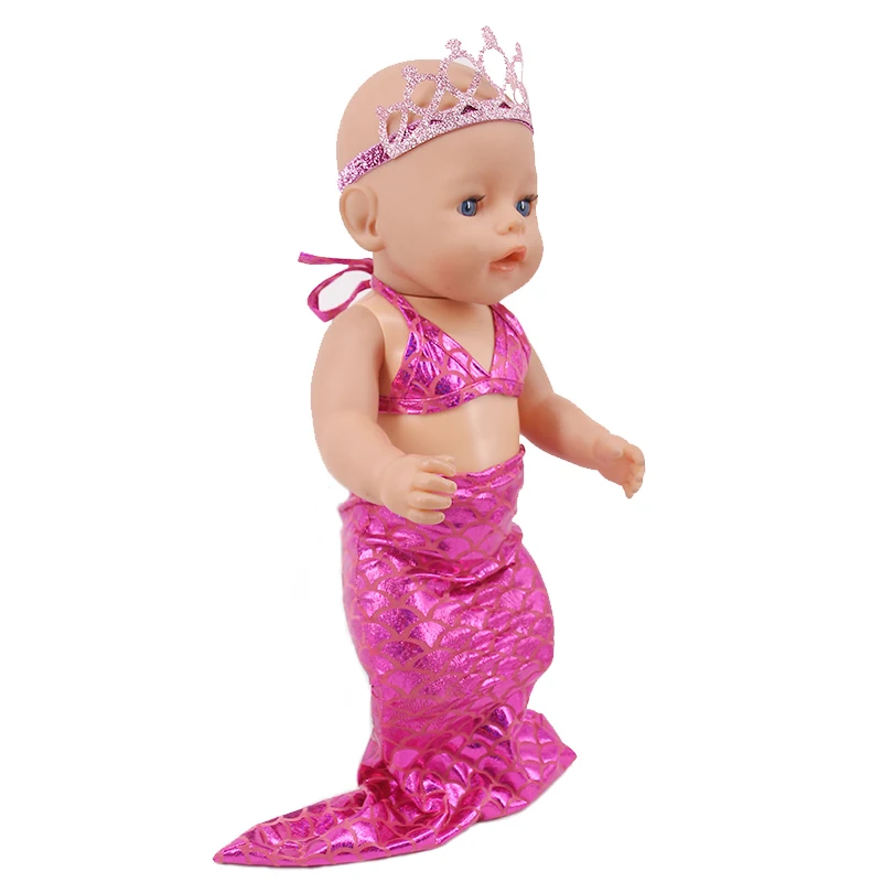 

4 Pcs / Set Mermaid Swimsuit For 18 Inch American Doll Girl Toy 43 cm Born Baby Clothes Accessories Our Generation