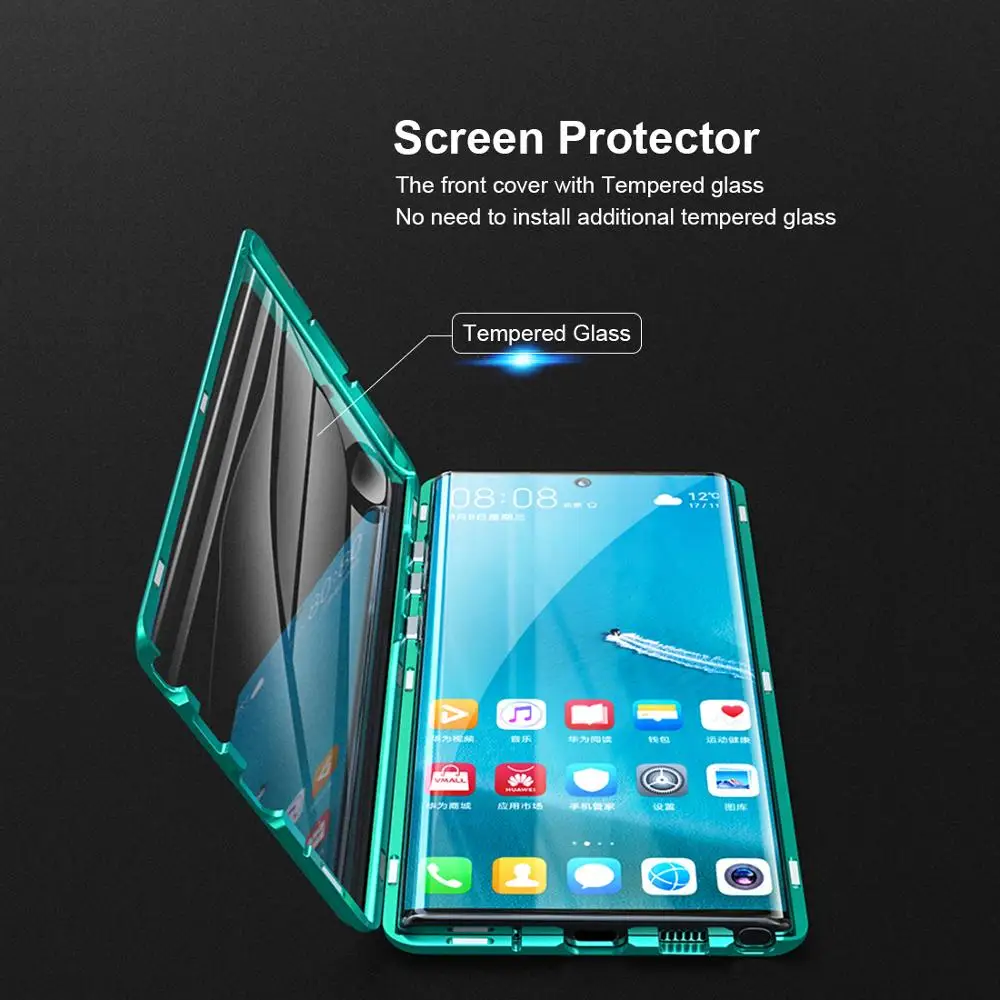 Double sided glass Metal Magnetic Case for Samsung Galaxy Note 10 Plus Phone Case 360 Full Protection Case For Galaxy Note 10