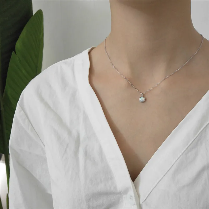 RUIYI реальные 925 стерлингового серебра женские изысканные опалы ожерелье с