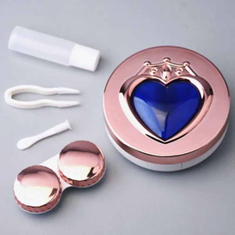 BLUE-Pink Аниме Сейлор Мун Косплей сердце круг контактные линзы коробка очки для путешествия объектив Чехол Держатель Косплей коллекция Женский Рождественский подарок - Цвет: BLUE-Pink