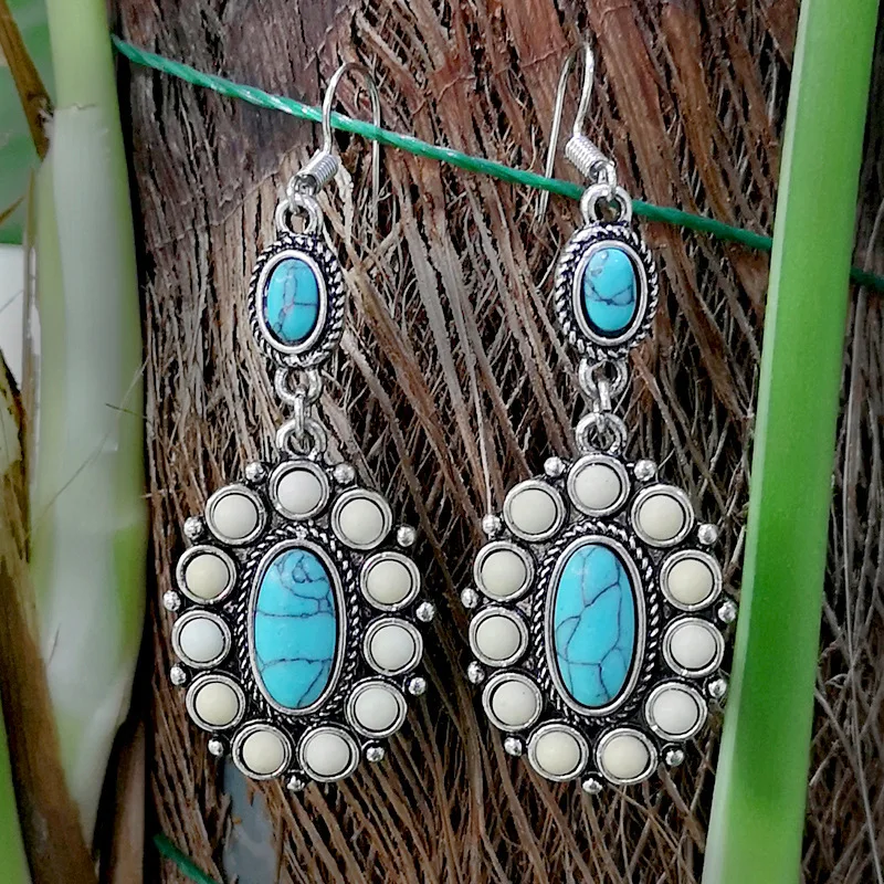 В богемном стиле винтажное длинное из натурального камня свисающие серьги для