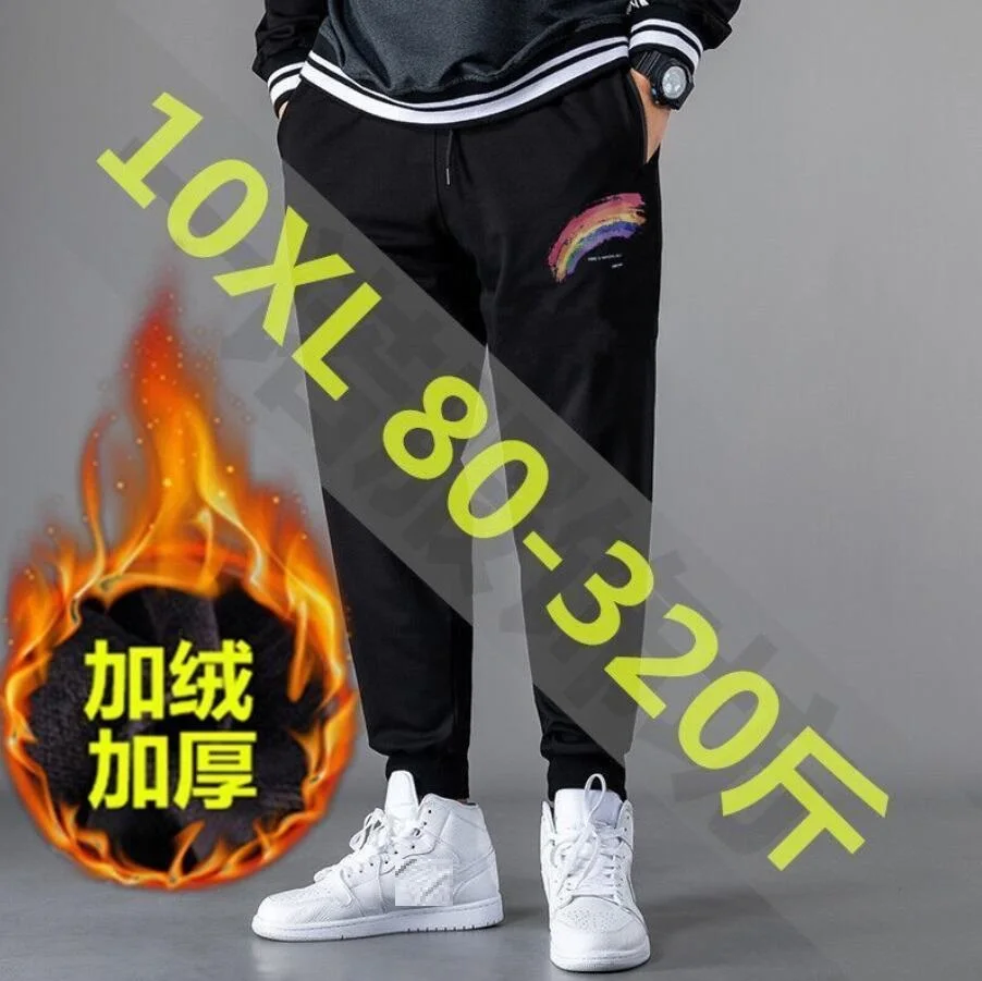 

winter autumn men fleece warm sweatpants pants large size 10XL sports elasticity casual pants thick loose Trousers 52 54