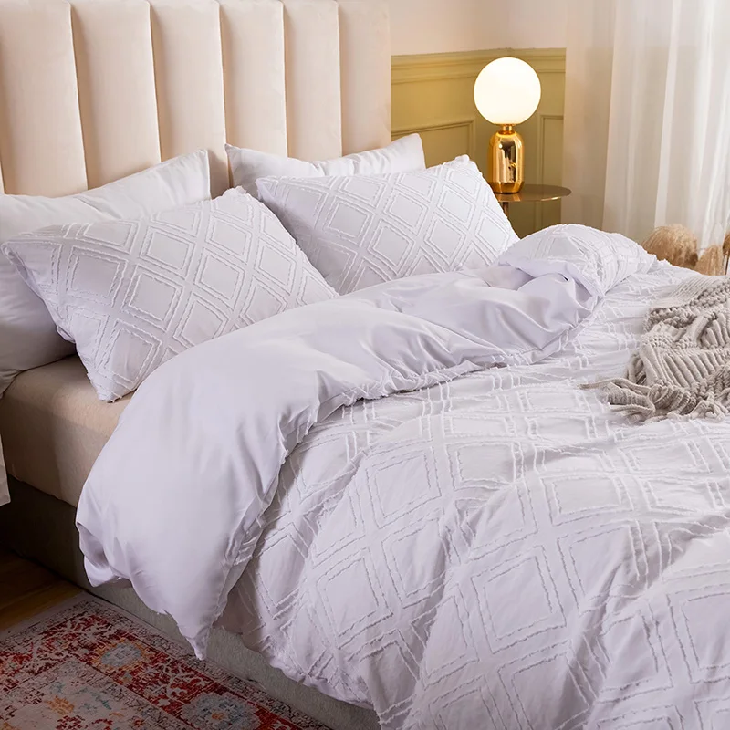 

Polyester Bedding Set Nordic Bed Cover Solid Color Quilt Cover Whiskers Duvet Cover Soft Bedspread on the bed Home Textiles