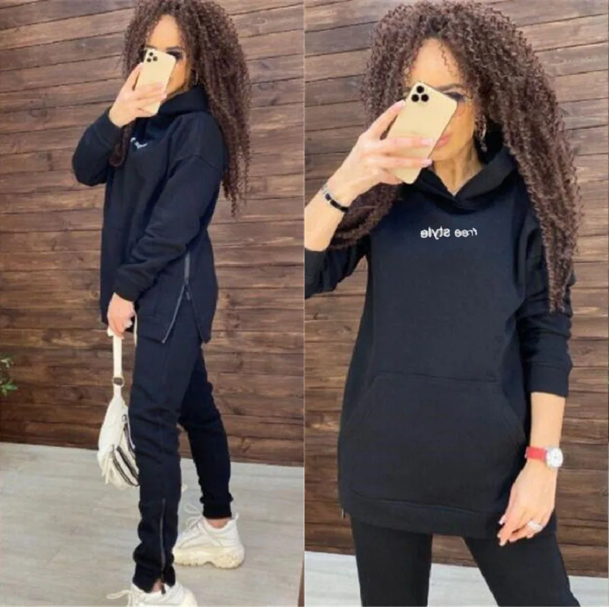 Женский спортивный костюм из двух предметов толстовка большого размера свитшот