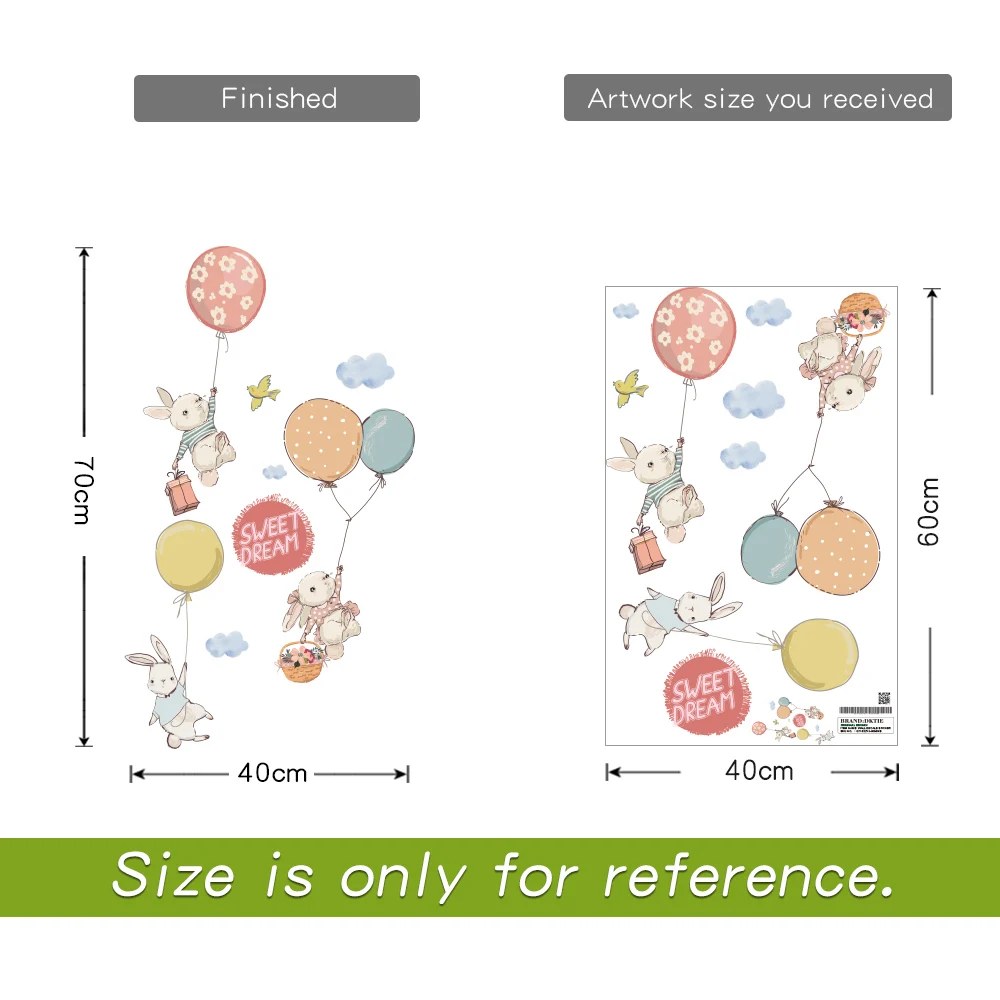 Водонепроницаемые виниловые наклейки на стену с воздушными шариками Кроликом