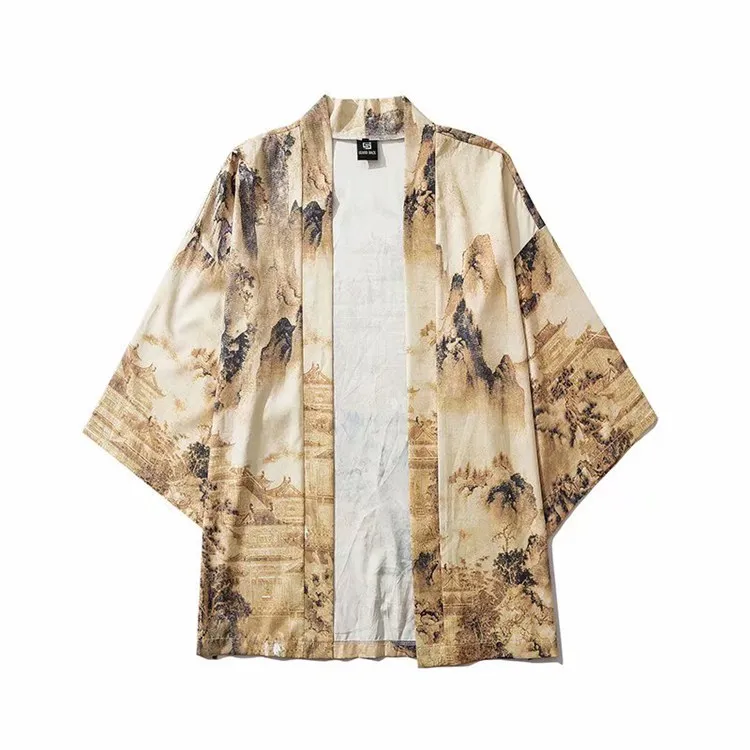 Мужской японский кардиган кимоно Haori Yukata костюм самурая Мужская одежда пиджак