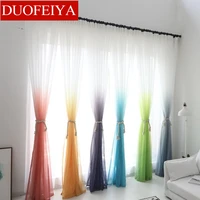 gradient color tulle curtains for living room bedroom gray sheers fabric for window treatment cortinas ready made