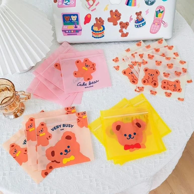 [5pcs]milkjoy bear ziplock bag packaging Korea ins wind cute children's mask storage student | Багаж и сумки