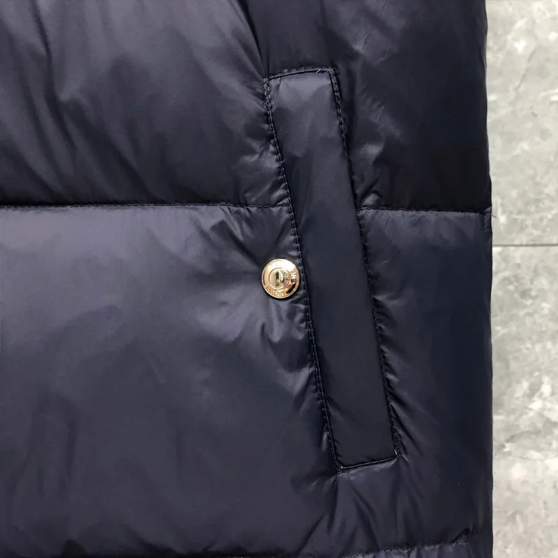 TB THOM Vest Winter Men's Jackets Fashion Brand Down Navy Jacket Vest Matte Nylon Contrast RWB Stripe  Wholesale TB Thermal Vest