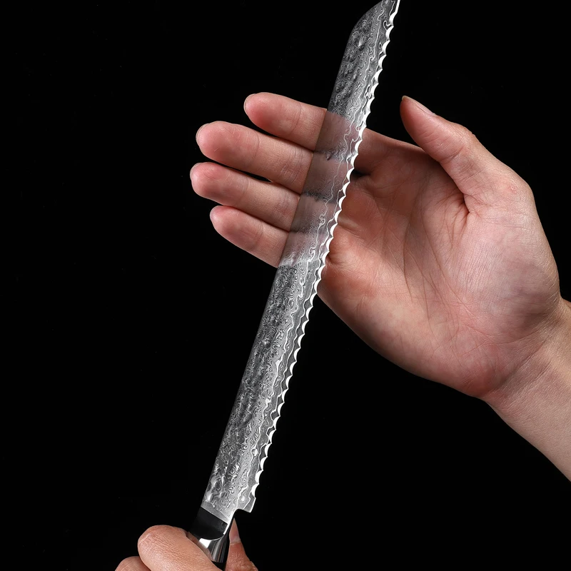 Нож кухонный из дамасской стали Kyokuto 67-слойный V-образный золотистый 10 дюймов -