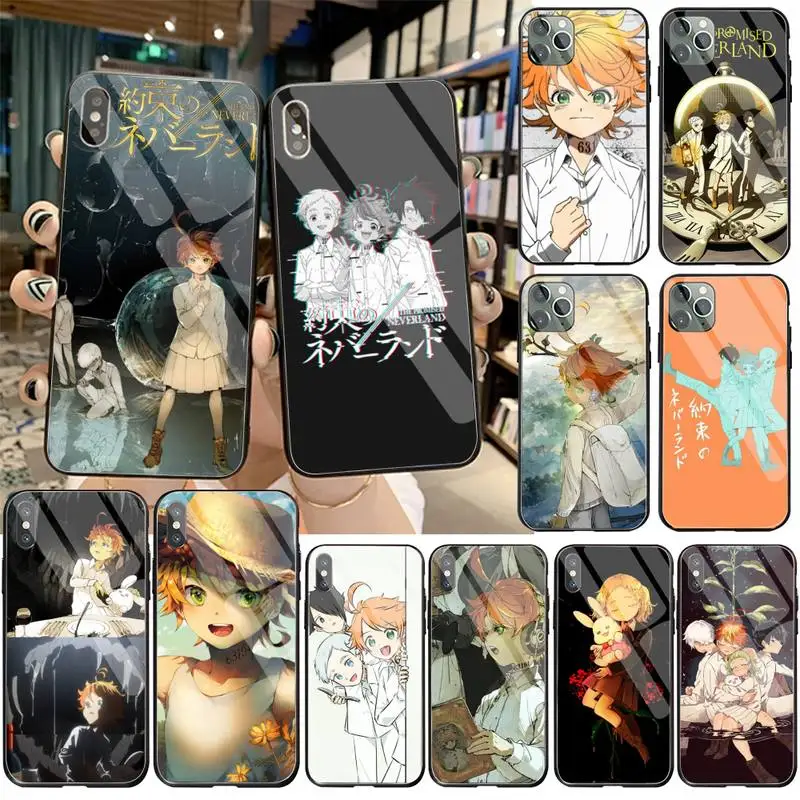 Чехол для телефона The Promised Neverland из черного TPU-материала с закаленным стеклом для iPhone 11 Pro XR XS MAX 8 X 7 6S 6 Plus SE 2020.