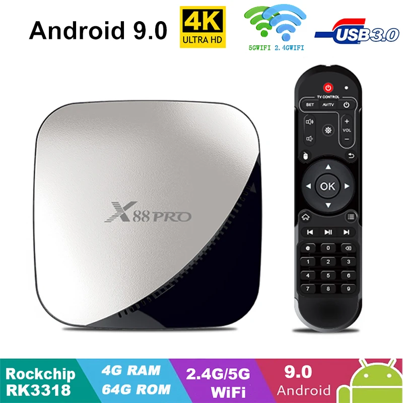 X88 PRO tv BOX Android 9 0 RK3318 Neflix Youtube Facebook 64G rom 4G ram 4K 3D проигрыватель Google медиа Smart Box HDMI2.0 LEMADO