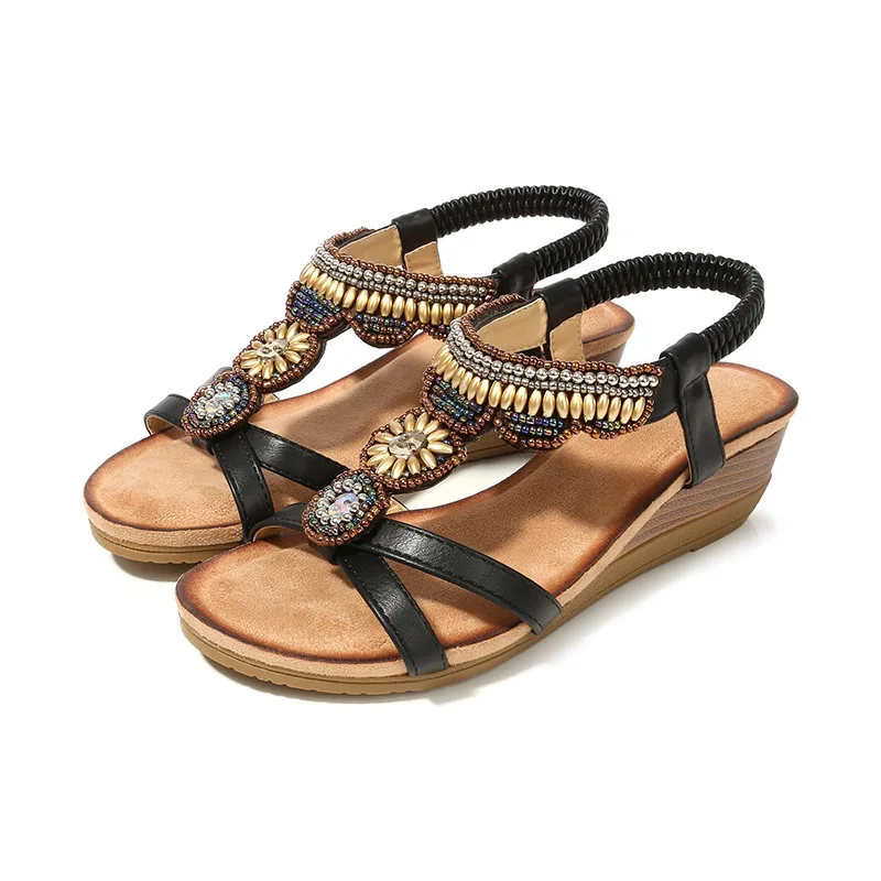 

Outdoot Sandals Ladies Jelly Retro Women Summer Wedges Sandals 2021 Open-Toed Shoes Solid Color Casual Beach Female Shoes