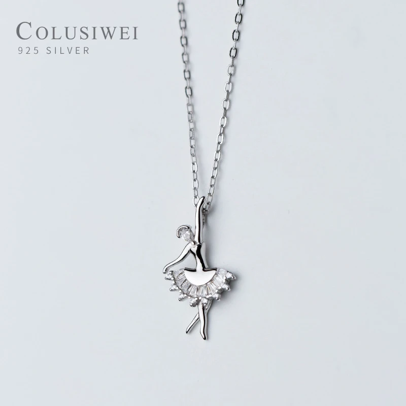 COLUSIWEI Аутентичные 925 стерлингового серебра элегантный балетный кулон ожерелье